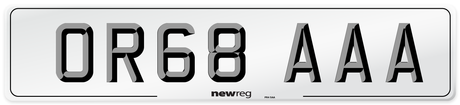OR68 AAA Number Plate from New Reg